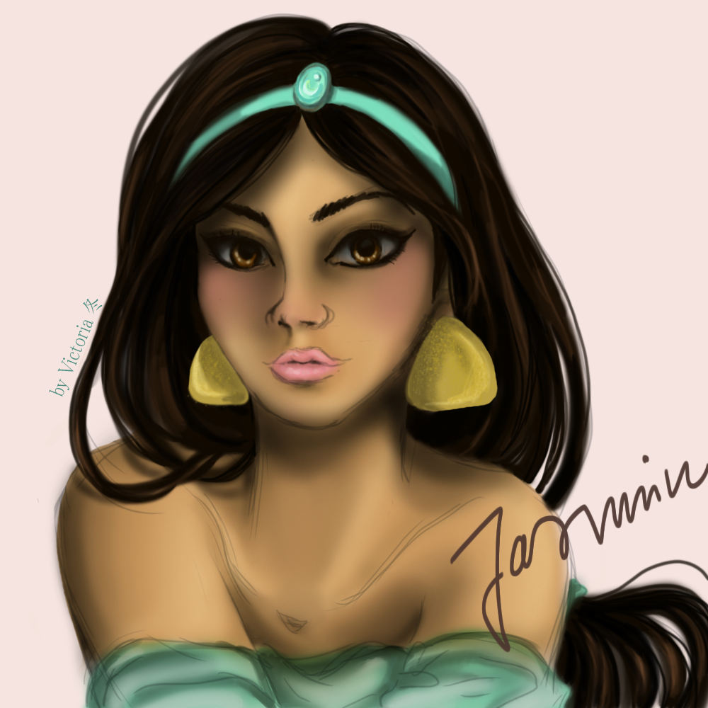 VictoriaFuyu's tweet photo. New drawing, digital (Gonna practice to draw humans more!) | Disney princess Jasmin ๐๐ #Photoshop #Wacommobilstudiopro https://t.co/ccfUYoPE5o