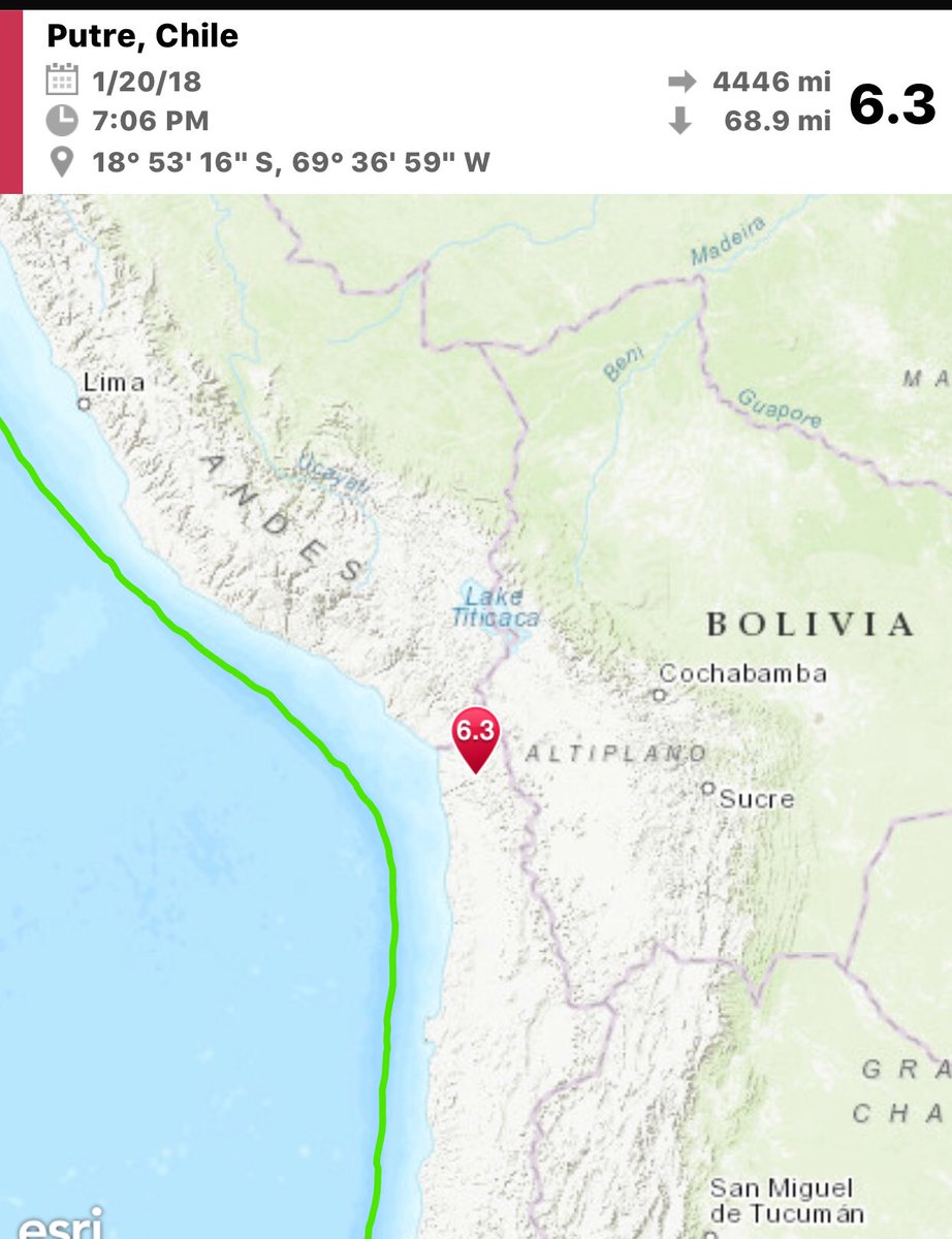 WeExplainNews's tweet photo. #EARTHQUAKE REPORT: #Chile has been been struck with an Earthquake! | Chile ha sido afectado por un #terremoto. #sismo   #putrechile #breaking https://t.co/HMspRYfSeR