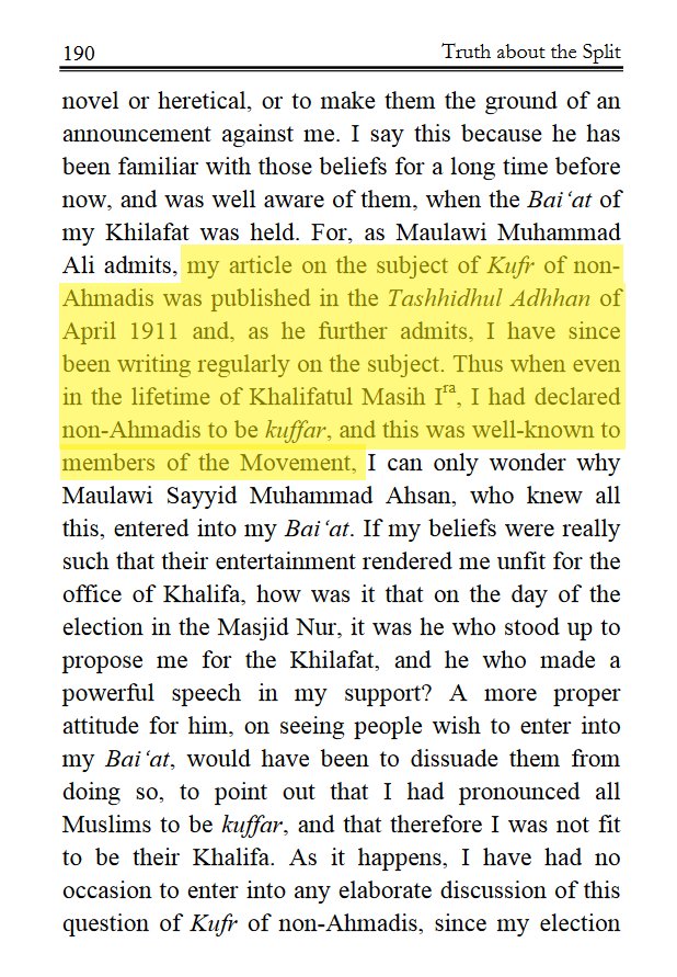 In these two screenshots he again reiterates takfir, but makes it very clear he had made this takfir before he was "caliph" and this was widely known even before he began his office as "caliph". He assumed the role of "caliph" in 1914CE.