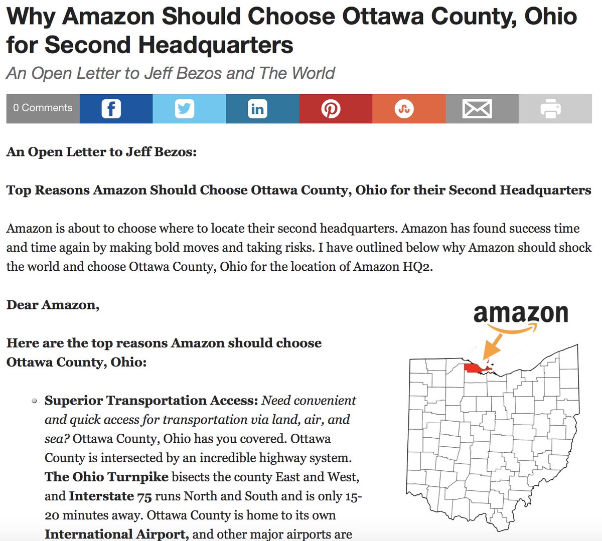 WiredEducator's tweet photo. New Post: “ Why Amazon Should Choose Ottawa County, Ohio for Second Headquarters “https://t.co/VfLXtcBqke
RT with as much passion & enthusiasm as you can muster. #sorethumbs
Attn: @AmazonEdu @JeffBezos @blueorigin @amazonkindle #blue2D2 https://t.co/rprMYpPmF3