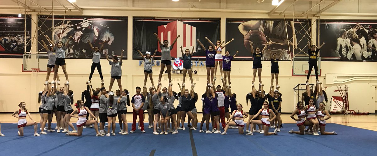 Thank you <a href="/FS_SpiritSquad/">Fresno State Spirit</a> for hosting today’s sport cheer clinic! I am so proud of my cheerleaders. Great effort today <a href="/bhspepandcheer/">Bullard Pep & Cheer</a>! 💙 Shout out to <a href="/FresnoHighCheer/">Fresno High Cheer</a> for building pyramids with us! 💪🏼✨