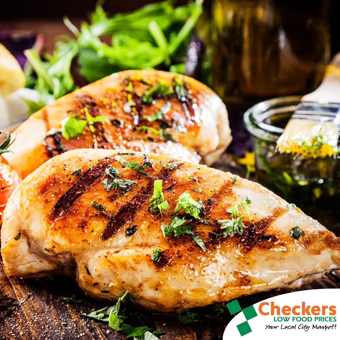 CheckersFoods's tweet photo. It's a little warmer, so all we can think about is summertime grilling! Get a taste of summer by grilling up some Bone-In Split Chicken Breasts, now 88¢/lb at Checkers! https://t.co/1QA2ga8W2O
