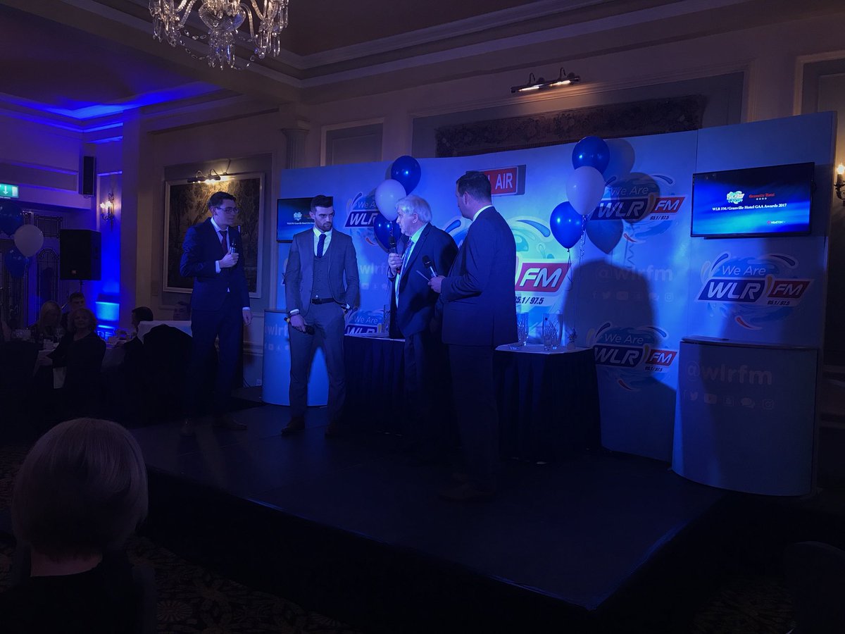 Donie Breathnach and Seamus Prendergasts’s father, who is representing him here tonight, are next up with Gavin and Brendan #WLRGranvilleGAAAwards
