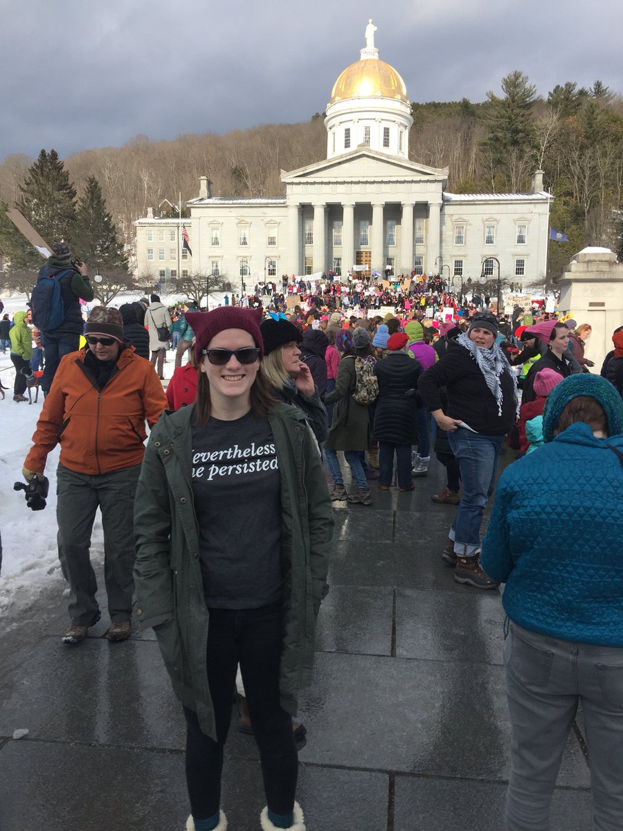 Indivisible_IND's tweet photo. Here’s one of our strong Hoosier women marching in VT!  Don’t worry she’ll be back soon with a law degree in hand ready to take names and kick ass! 
#Indy
#FlipIN
#PowerToThePolls 
#WomensMarchIndy 
#WomensMarch2018 
@WMWIndiana 
@womensmarch 
@IndivisibleTeam 
@IndivisibleVT https://t.co/bRJHqxvdLa