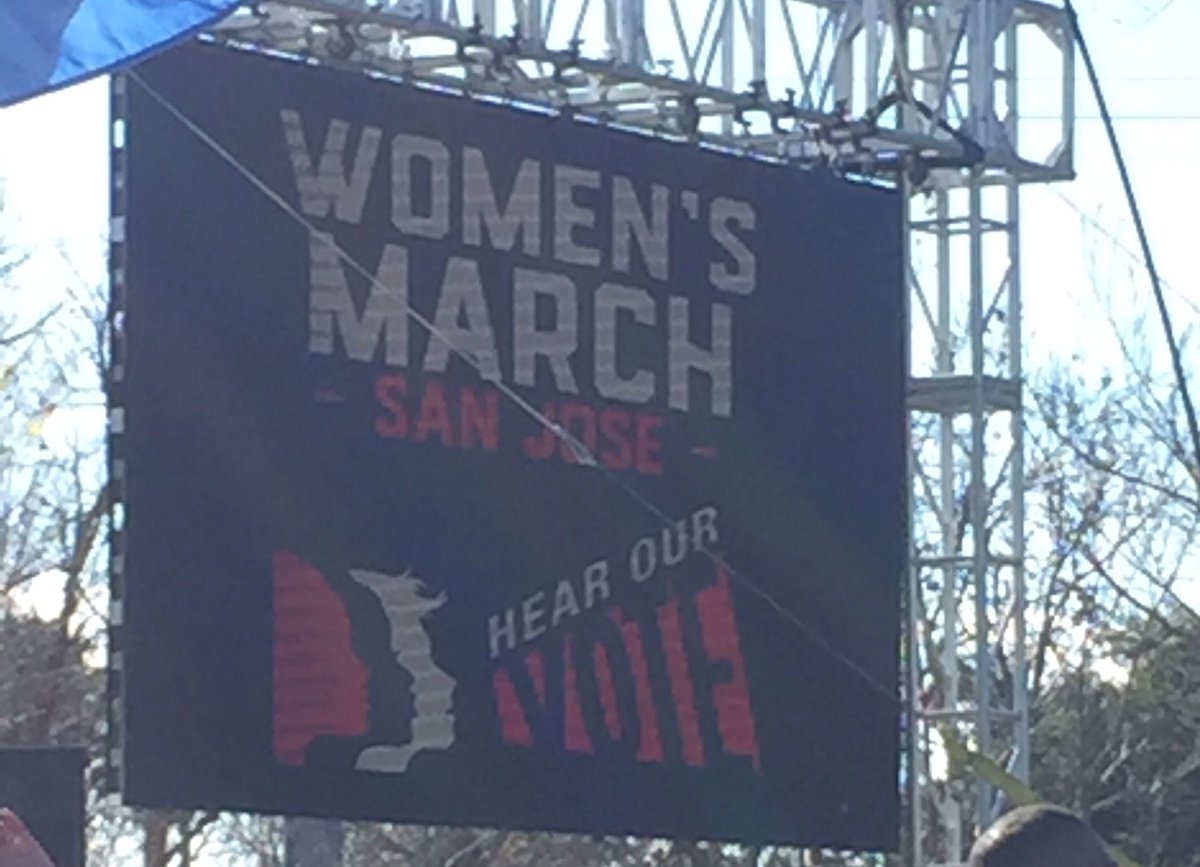 delaruelisa's tweet photo. @KimberlyEllis10 was speaking truth at #WomensMarchSJ - “We are emboldened we are educated and we are woke AF” https://t.co/HbXvHCZrSI