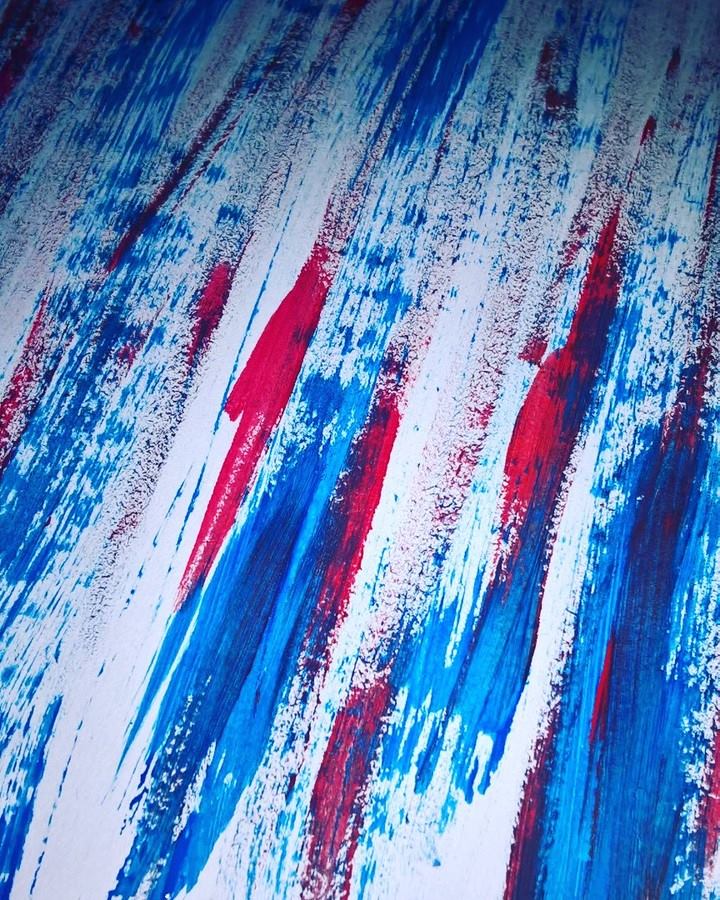 stephduncanart's tweet photo. Another background from my latest "#fourwisemonkeys" piece... 😄 Just because I feel like it! 😂 
#background #backgrounds #blue #red #brush #brushstrokes #acryrlicpaint #acrylicpainting #bold #mark #markmaking #expressiveart #experimentation #line #lines #texture #textured #MOTD https://t.co/7oklHRB9LK