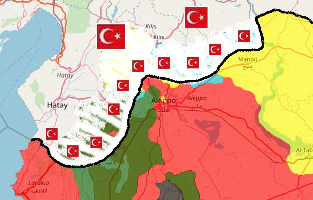 Map of NW Syria minus N Aleppo, Afrin & W Idlib