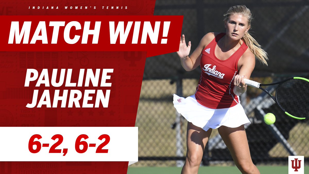 IndianaWTennis's tweet photo. Pauline clinches the match for the Hoosiers with a 6-2, 6-2 victory! 

#GoIU #IUWT https://t.co/BQ9yBFbla7