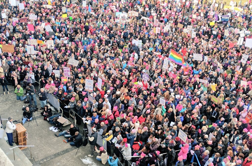 Thanks to everyone who came out, spoke, volunteered, marched, chanted, cheered and showed up for women's rights and the rights of the marginalized. One estimate says there were 12,000 of us in Hartford today - go, CT! #WMCT2018 #WomensMarch2018 (photo credit: <a href="/Leigh_Appleby/">Leigh Appleby</a>)