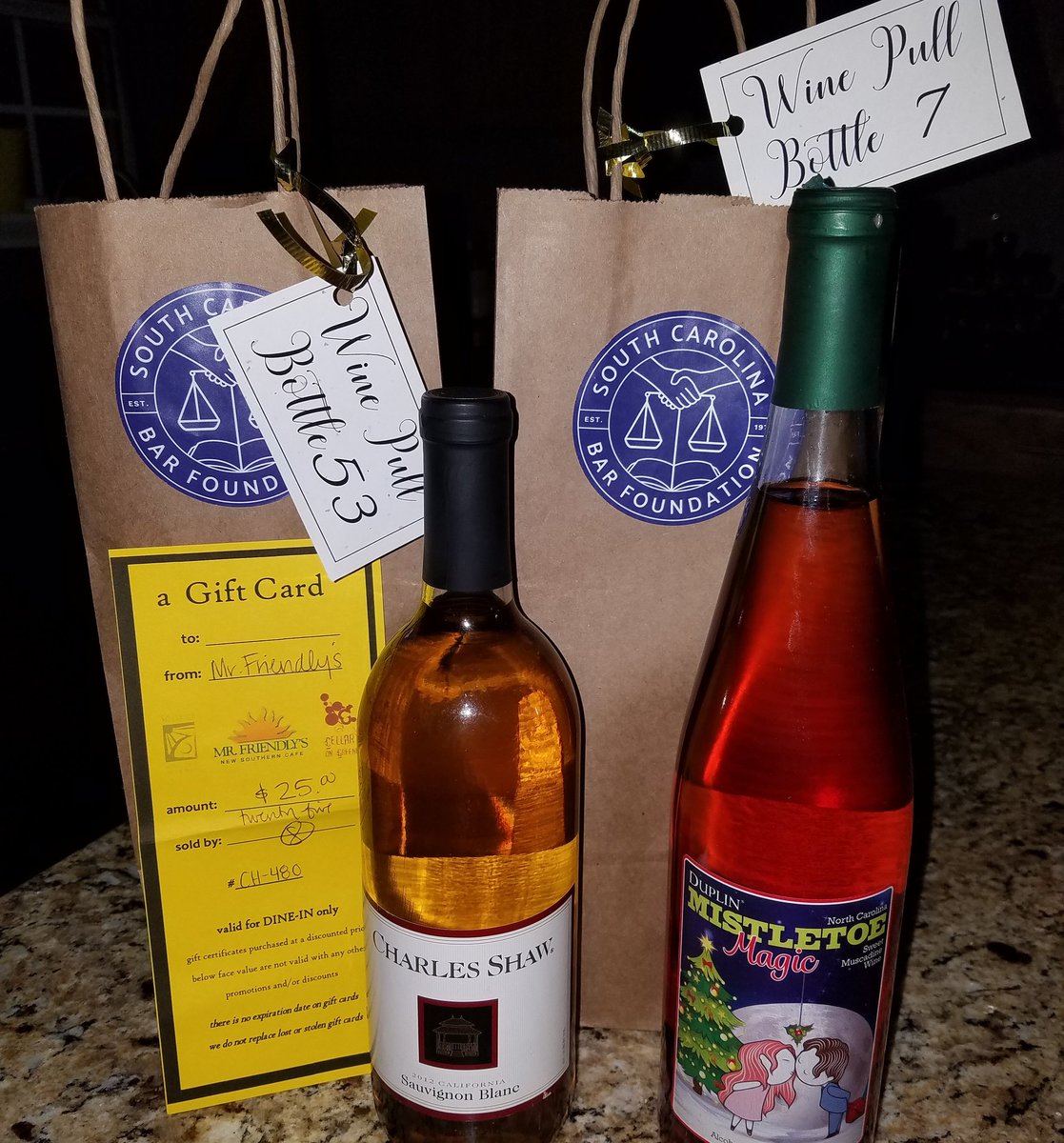 DNicholeDavis's tweet photo. My prizes from the @scbarfoundation Wine Pull and Raffle!! #SCBarCon18 #SCBarFoundation #SCBarYLD https://t.co/BS0Jh1QBlk