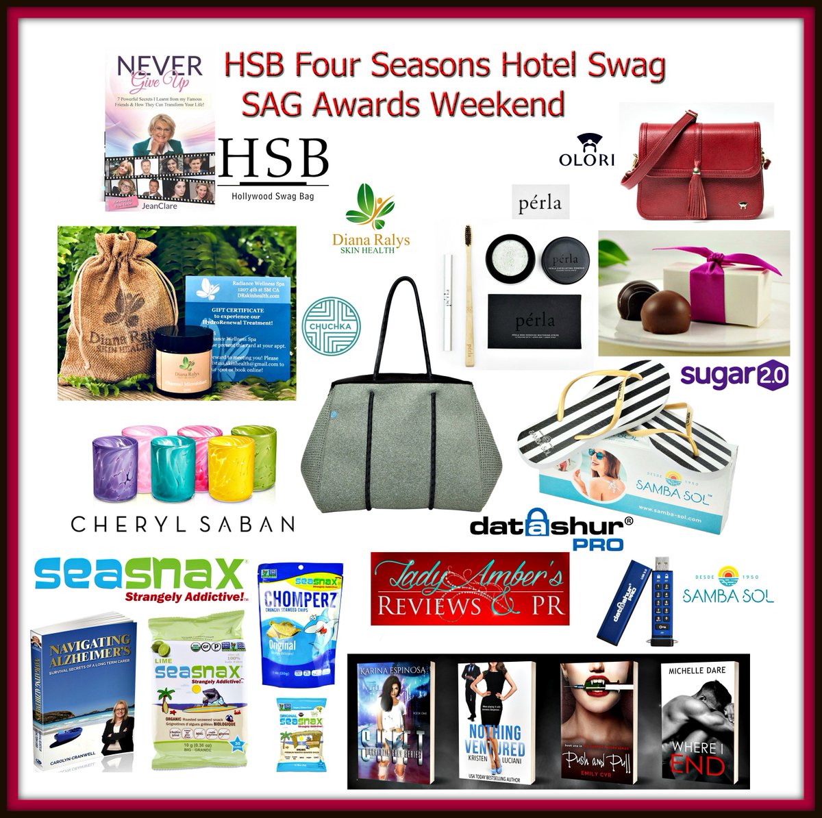 SwagGivesBack's tweet photo. Super Excited to have #JeanClare book #NeverGiveUp in this weekends #SwagBag honoring #SagAwardsWeekend at The Four Seasons Hotel! https://t.co/LT7gXCq5zb