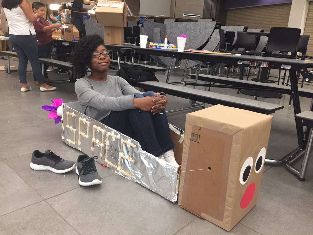 BarberCarie's tweet photo. Mission accomplished! We're off to Mars! Thanks to all the amazing families who took the cardboard challenge at the #PathwaySummit @KleinISD_AdvAca @KleinISD https://t.co/docgvxCIGK