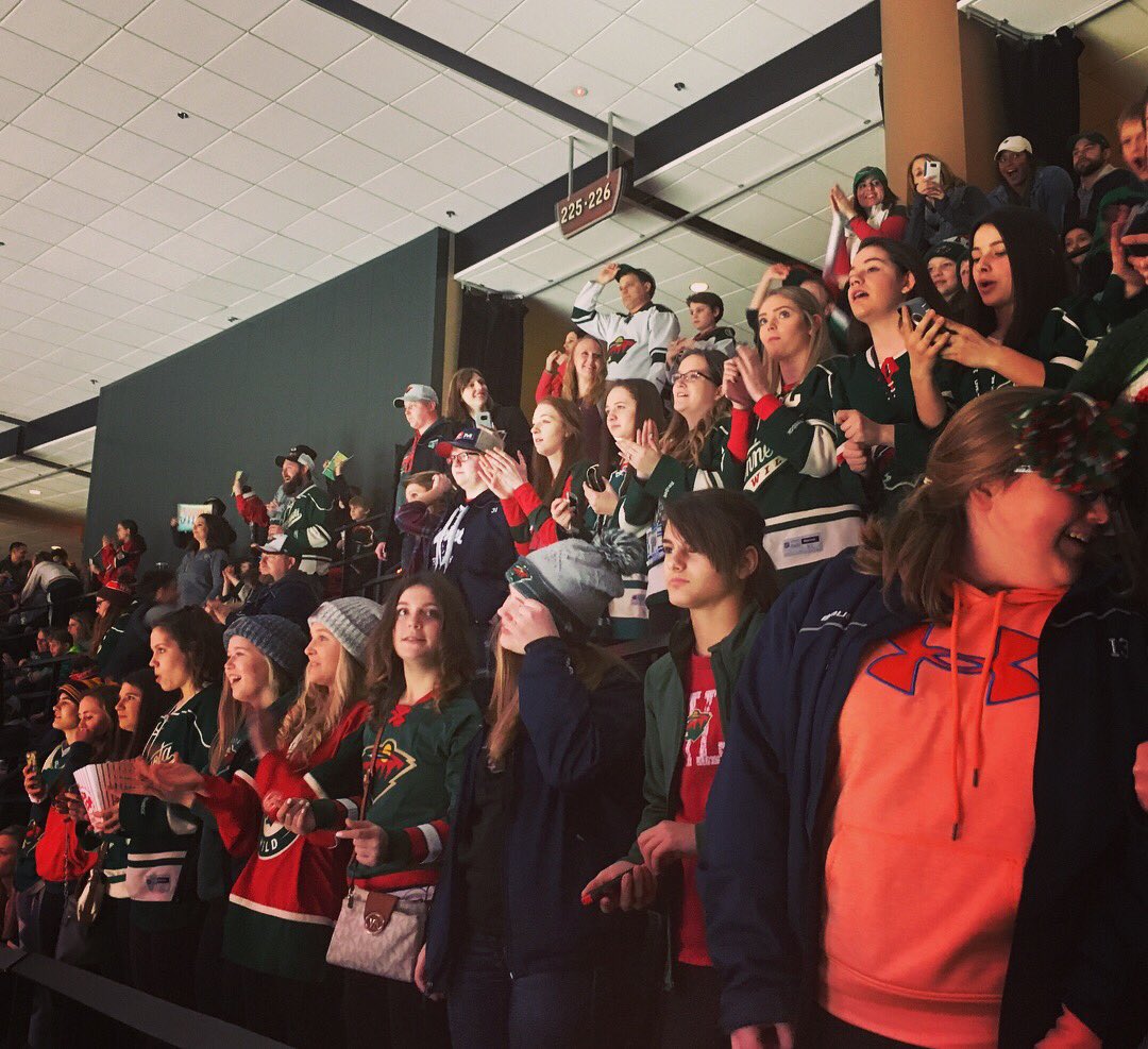 DeCenzo27's tweet photo. Hibbing girls hockey team at the wild game!! #mnwild https://t.co/Twuwn41A3t
