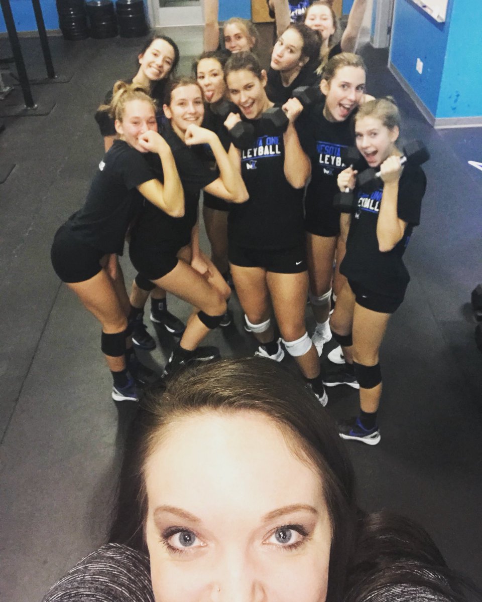 Minnesota1VB's tweet photo. If you ever wonder how important our strength workouts are ask some of these girls! These girls worked extra hard in the weight room last year and this year they represent our 16-1s team. #workhardplayhard #M1VB #faM1ly #SAQmatters #swole #swolemaster https://t.co/0DwowCuIls