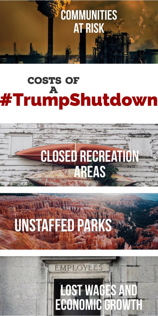 clean_tn's tweet photo. Closed recreational areas, unstaffed parks, lost wages, and communities recklessly put at risk are the HARMFUL COSTS of a #TrumpShutdown that our country cannot afford. #cleanTN https://t.co/MwxD1YcYbW