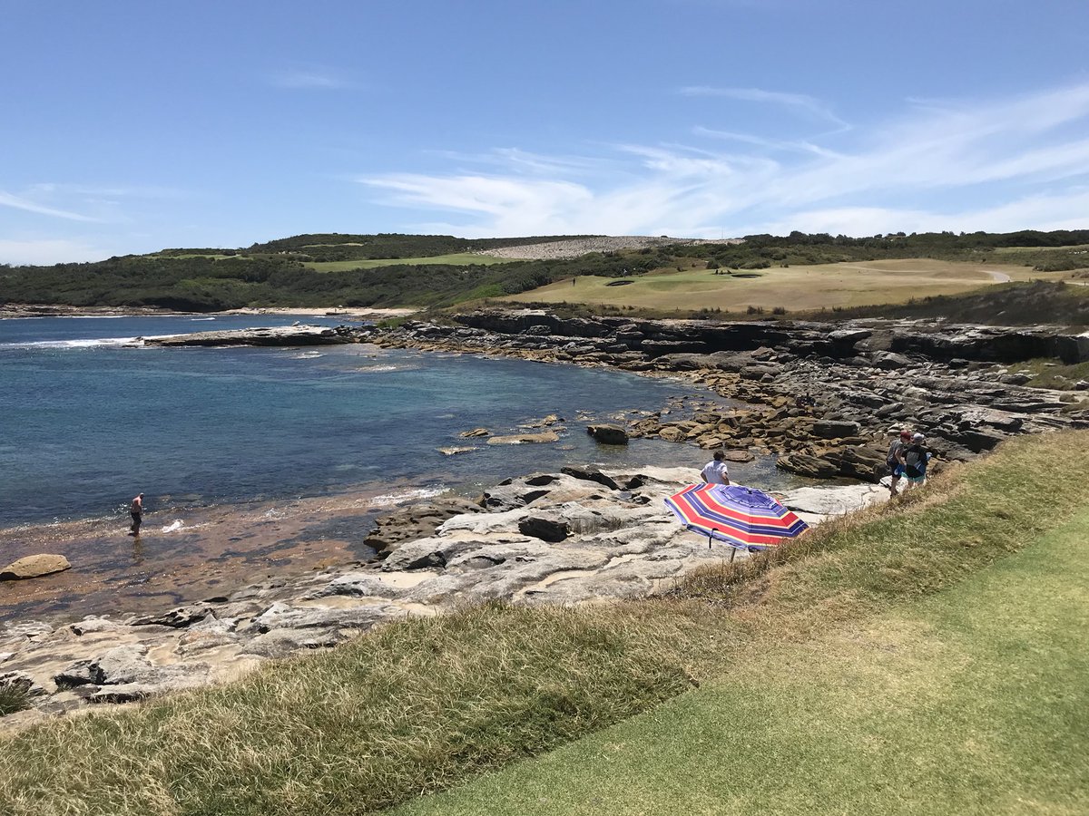 Beachgoers at La Perouse trying for a Darwin Award setting up camp right in front of the 6th tee at #NSWGC.