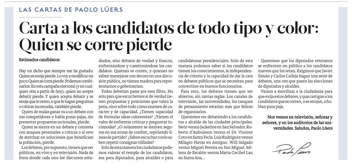paololuers's tweet image. "Quienes se corren, y quienes no saben manejarse con decoro  en una discusión pública, no tienen madera para representarnos o gobernarnos." PAOLO LUERS
siguientepagina.blogspot.com/2018/01/carta-…