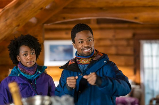 hallmarkchannel's tweet image. Even with an injured wrist, Meg @RukiyaBernard is having a great time all thanks to Sean @DewshaneW! #OneWinterWeekend #Winterfest @DewshaneW