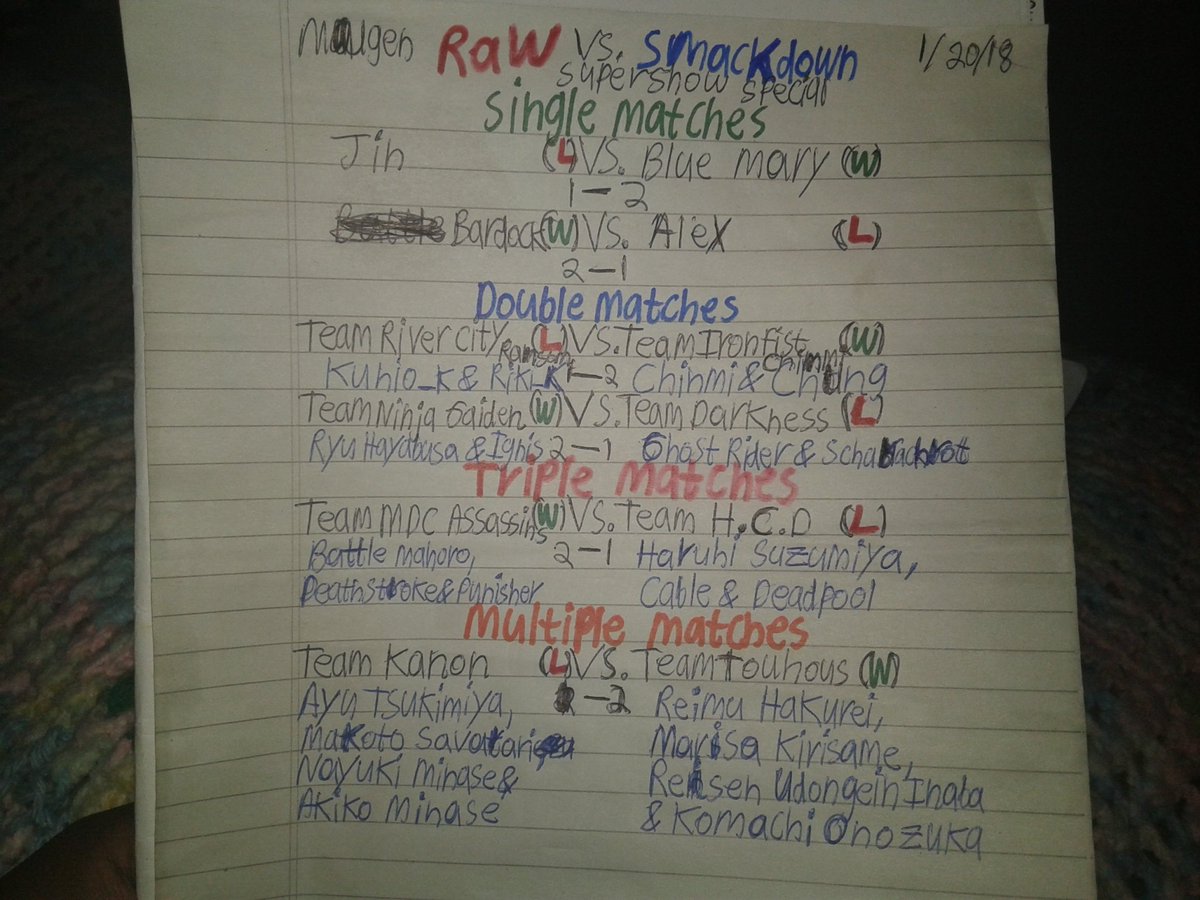 Romelle740's tweet photo. Mugen Raw vs. Smackdown Supershow Special Matches (1/20/2018) #MUGEN #Gaming #Drawing @TopKirby8305 @sonicadam2 @NeoMegaMan https://t.co/bE3cD1k5lt