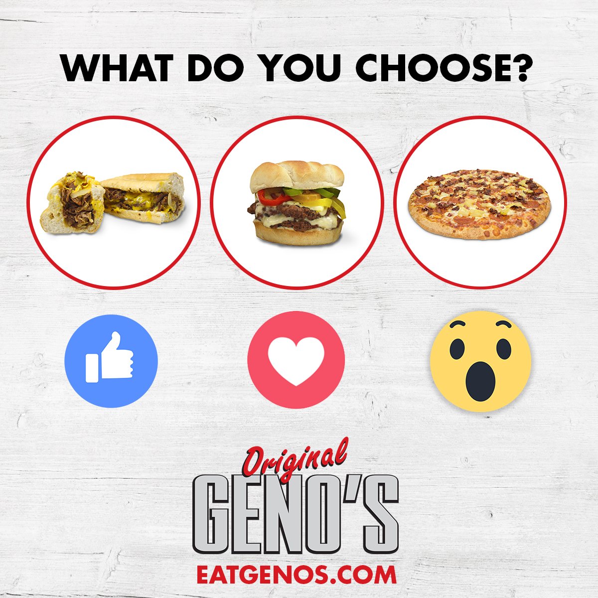 originalgenos's tweet photo. Your weekend Challenge: What do you choose? The Famous Philly, Amazing OG Burger or the classic pizza with any of our delicious crust flavors? https://t.co/TazbcdX2dZ https://t.co/Zhxsf4t5SY