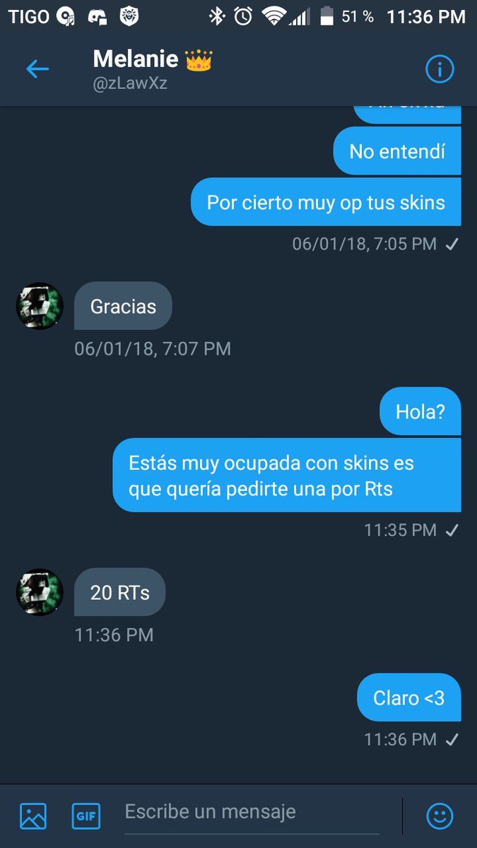 Jean1z's tweet photo. 20 RTS y la linda de @zLawXz  me hace una skin bien op :) :/ https://t.co/hemVAB3HNl