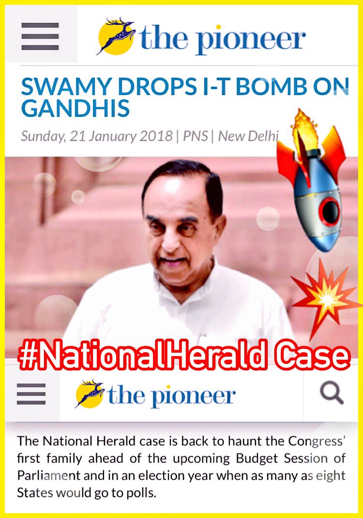 vishalnautamlal's tweet photo. Ahead of the upcoming Budget Session of Parliament & in an election year when as many as
8 States would go to polls!
Dr @Swamy39 drops
I-T Bomb🚀on Gandhi’s
#NationalHerald case
#HeraldPapersOut
https://t.co/3YsvHyPB0k via @TheDailyPioneer
@vhsindia @jagdishshetty @swamilion https://t.co/iG5TeXdyKM