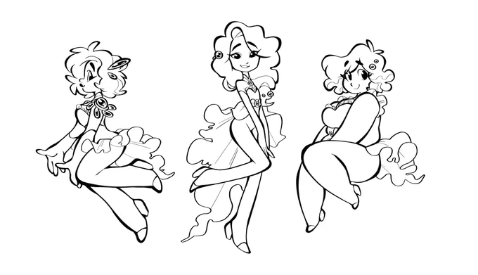 i love?? lineart sm??? here's my magical girl trio 