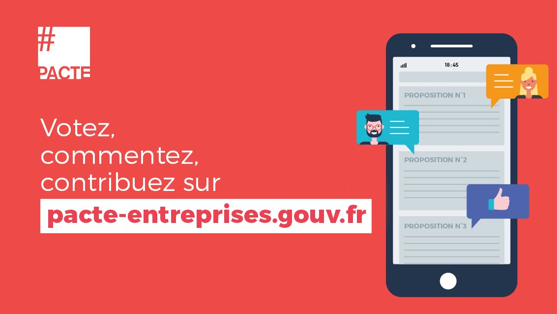 BrunoLeMaire's tweet photo. 🚨 Vous avez la parole ! Participez à la grande consultation sur la loi #PACTE pour faire grandir nos PME et mieux associer les salariés sur https://t.co/4uzil7jo54

#BFMPolitique https://t.co/2lxoiEJTWv