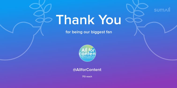 LVachez's tweet photo. Our biggest fans this week: @AllforContent. Thank you! via https://t.co/dcINVc1qxZ https://t.co/LGRna5ZXKQ
