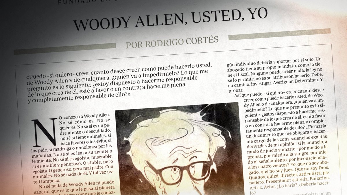 Detalle de la tercera página de ABC en que puede leerse el inicio del artículo «Woody Allen, usted, yo», de Rodrigo Cortés.