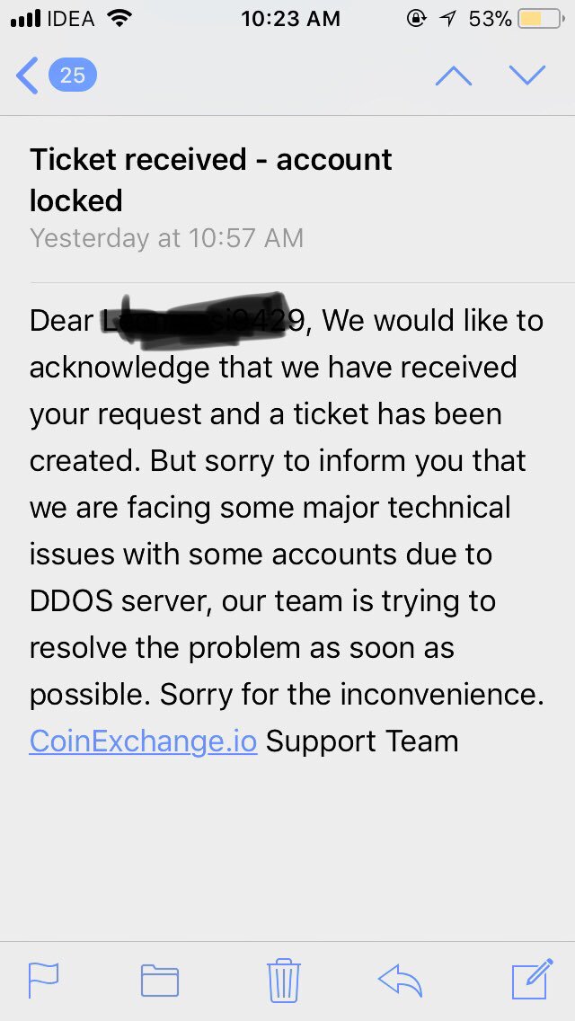 AlexStinsonbtc's tweet photo. @CoinExchangeio this is from 19/1/2018. Please unlock my account . Ticket number #61637 https://t.co/zmOsWs382L