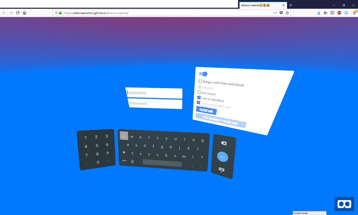 Trying to provide visual feedback for in #VR keyboard to be able to efficiently code with the headset on, works for most keys which should be enough to provide a good sense of position for the ends, might be better with a 1-to-1 mapping with physical keyboard though