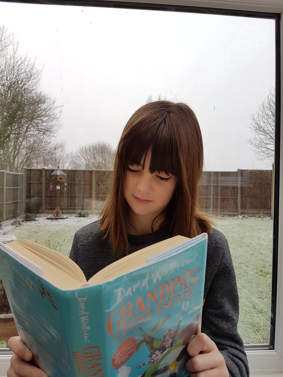 sarahf42's tweet photo. Nothing better than a good book on a snowy morning @SilebyRedlands @davidwalliams #storytimeselfie https://t.co/JvZCIISLtE
