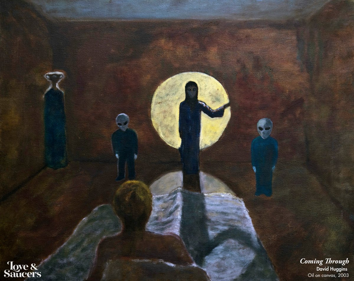 LoveAndSaucers's tweet image. "Coming Through" 
The beings enter David's bedroom through a portal on the wall. Watch Love and Saucers now: loveandsaucers.com 
#loveandsaucers #davidhuggins #documentary #independentfilm #art #aliens #UFO #aliensarehere #scifi  #Weird