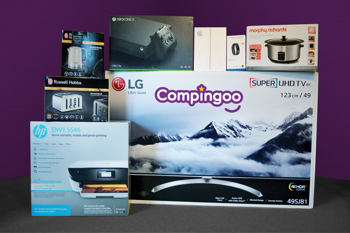 Compingoo's tweet photo. Have you entered the Compingoo #technology #raffle yet? It's out best prize yet, made up of over £2000 worth of #gadgets including an #iPad, #XboxOne, #fitbit, #TV and much more! 😮

Tickets are only £2 on the website (https://t.co/5tUoXQgBoj)! Low entry rates and amazing odds!🤞 https://t.co/eEIxHslZkM