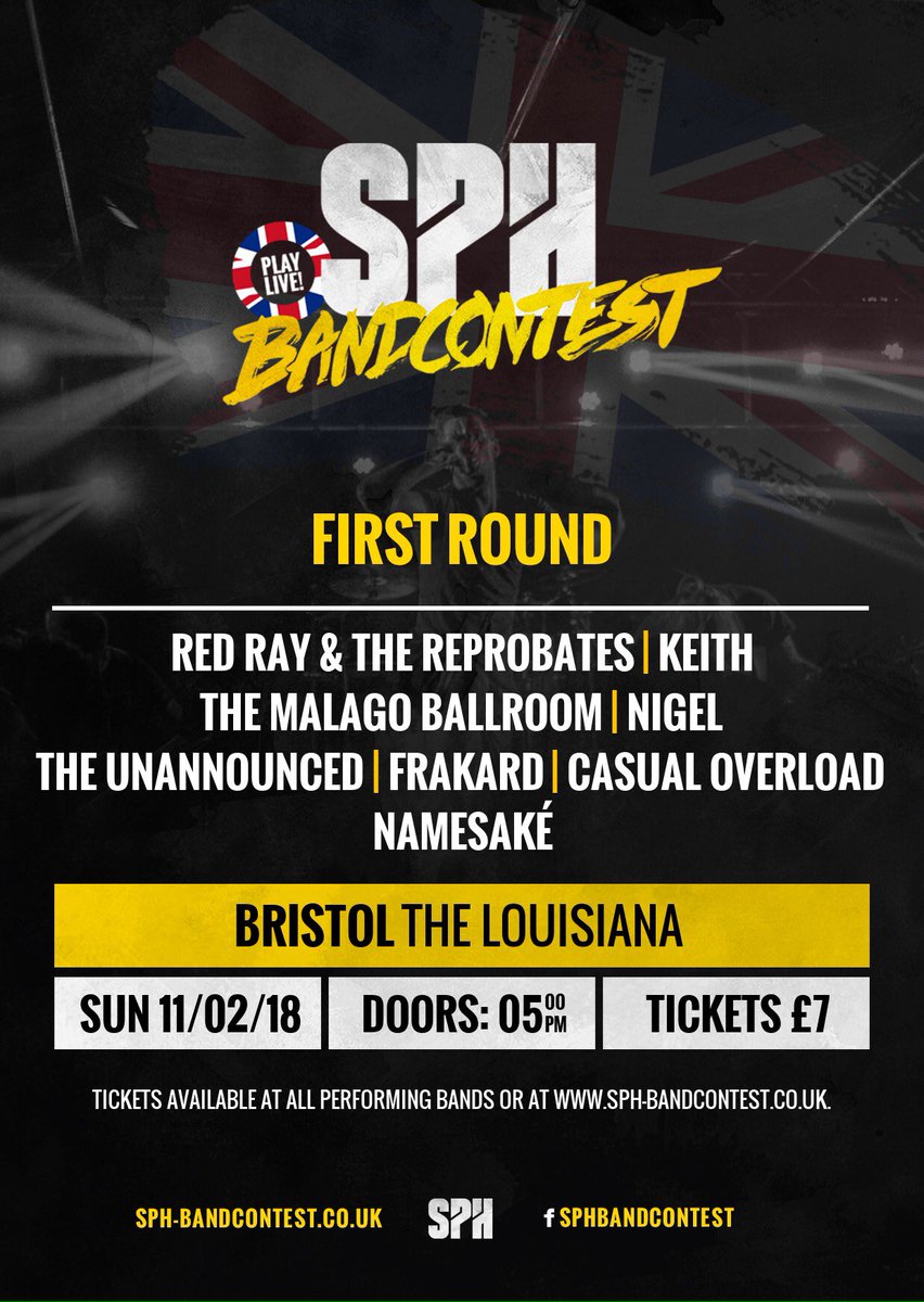 Gig announcement! Catch us in Bristol on the 11th Feb for the 1st round of SPH Band contest! 🤘🤘