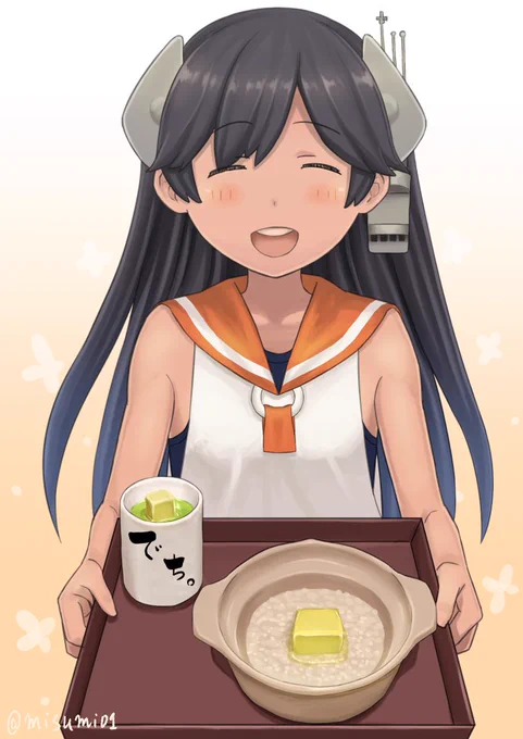 #艦これ版深夜の真剣お絵描き60分一本勝負
#艦これ版真剣お絵描き60分一本勝負_20180118
提督が具合が悪い時にお粥を作ってくれる伊400「バターお粥です!」 