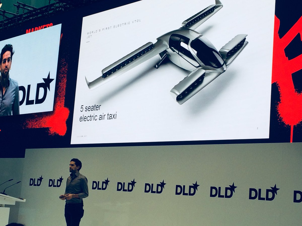 InvestinBavaria's tweet photo. #Bavarian #startup @Lilium jet Grand Price winner of #hellotomorrowchallenge @DanielWiegand_ talking about the future of #airmobility @DLDConference #bytevaria https://t.co/U1Ut1UuYid