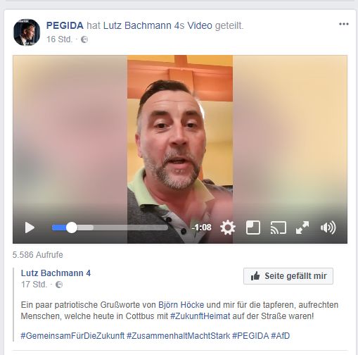 SvenIsHell's tweet photo. #Bachmann und #Höcke richten "patriotische Grußworte" an die Menschen, die in #Cottbus mit "Zukunft Heimat" marschierten (Höcke war gestern in
Lutherstadt Eisleben). #nopegida #cb2001 #noafd #PegidAfD https://t.co/R7ZU6udf8v