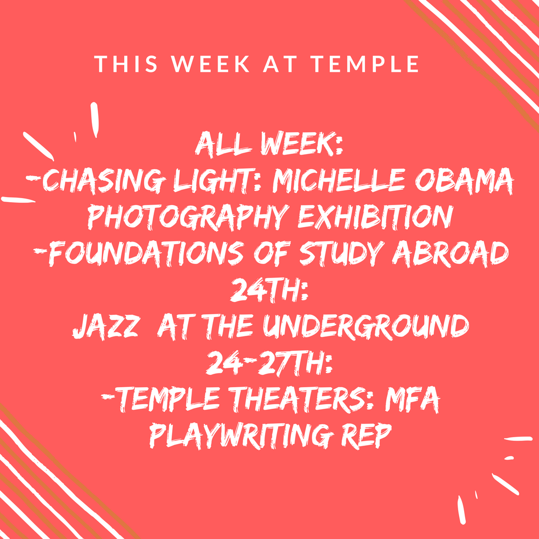 tuhardwick's tweet photo. Here's what's going on this week at Temple! #TempleUniversity #CherryAndWhite #TempleMade 🦉🍒 https://t.co/VVzD6fQjYH