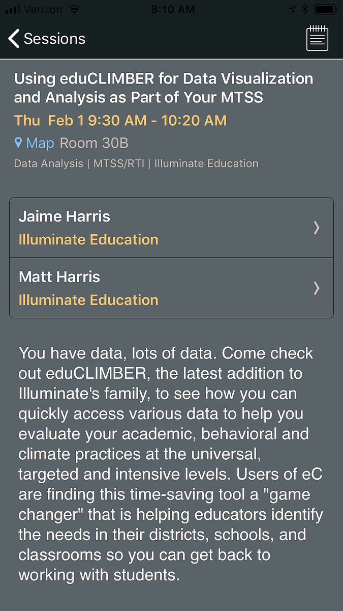 #IEUC18 app got new session additions! <a href="/eduCLIMBERcom/">eduCLIMBER</a> will be showing off their amazing #dataviz tools and #MTSS #PBIS platform. You get to meet the founders and you will fall in love w their story! Register to meet them - goo.gl/NvGr6z