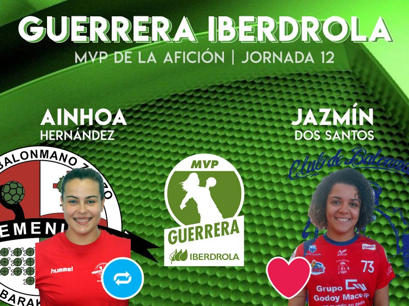 IberdrolaDHF's tweet photo. 🏆 #GuerreraIberdrola - Jornada 12
🆚 @CbmZuazo : @BmPorrino 
♻️ RT: @AinhoaHperchis 
❤️ Me gusta: Jazmín dos Santos https://t.co/rciV17TK1T