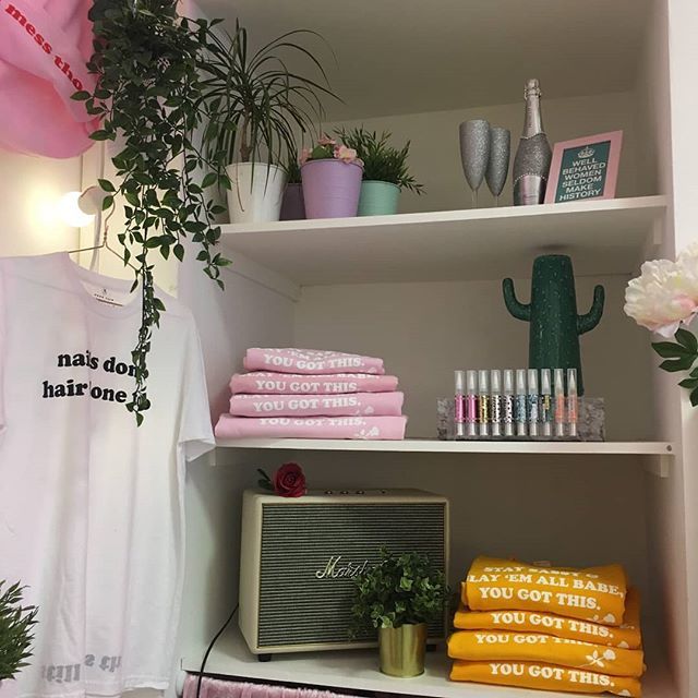 nafsalon's tweet photo. Our @nafstuff merch' corner is the cutest! It's legit pastel dreams 🦄⭐️ When your next in for a pamper day why not grab yourself one of our slogan tee's or a cuticle oil pen to keep that mani lasting longer 💦💅 #nafstuff https://t.co/CHYBiyf2A0 https://t.co/3PyzwtZbv3