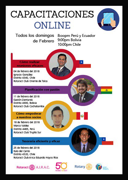 airac_rotaract's tweet photo. Atentos que en la #AIRAC ya empiezan las #CapacitacionesOnLine todos los domingos de febrero https://t.co/S6p1fB9f3C