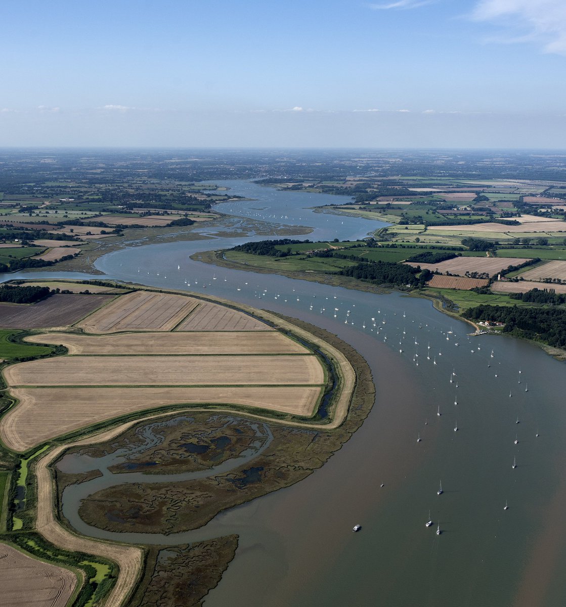 Aerial view looking north west above the River Deben in Suffolk #RiverDeben #Suffolk #river #rivers #England #Nikon #D810 #above #aerial #aerialimage #aerialview #aerialphotography