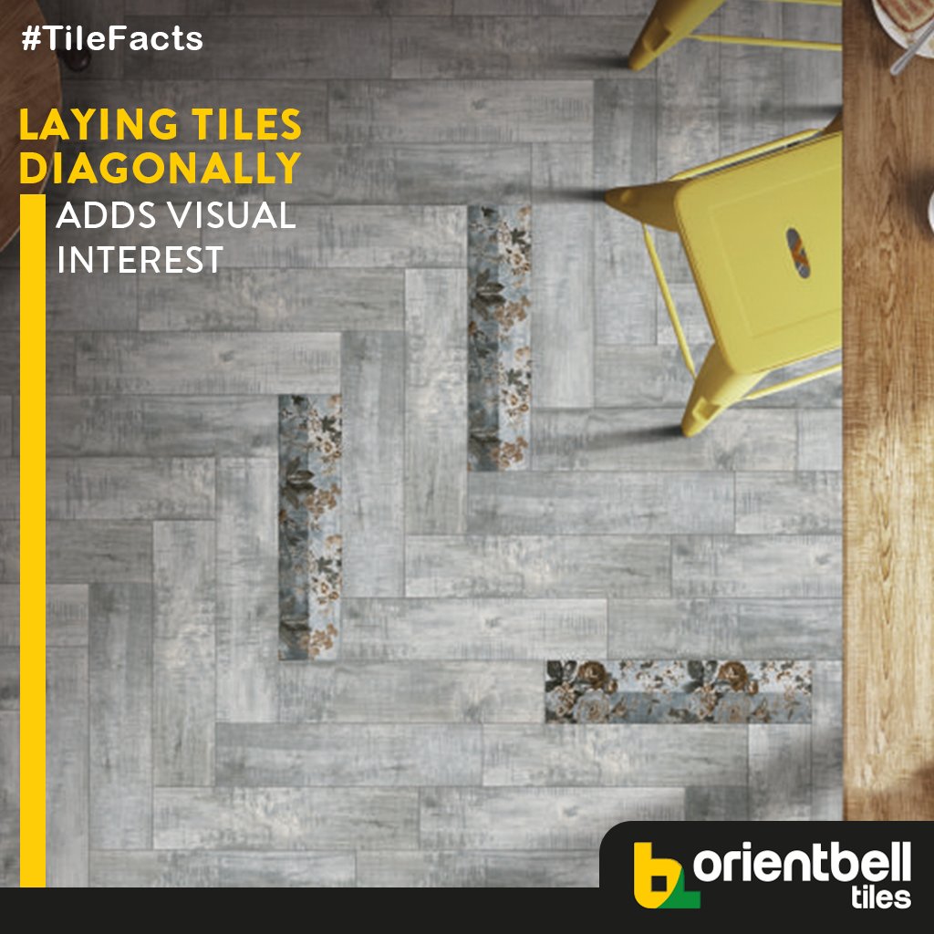 OrientbellTiles's tweet photo. Also referred to as a diamond pattern, laying tiles diagonally looks very attractive and elegant.
#TileFacts https://t.co/2Gbxn6496I