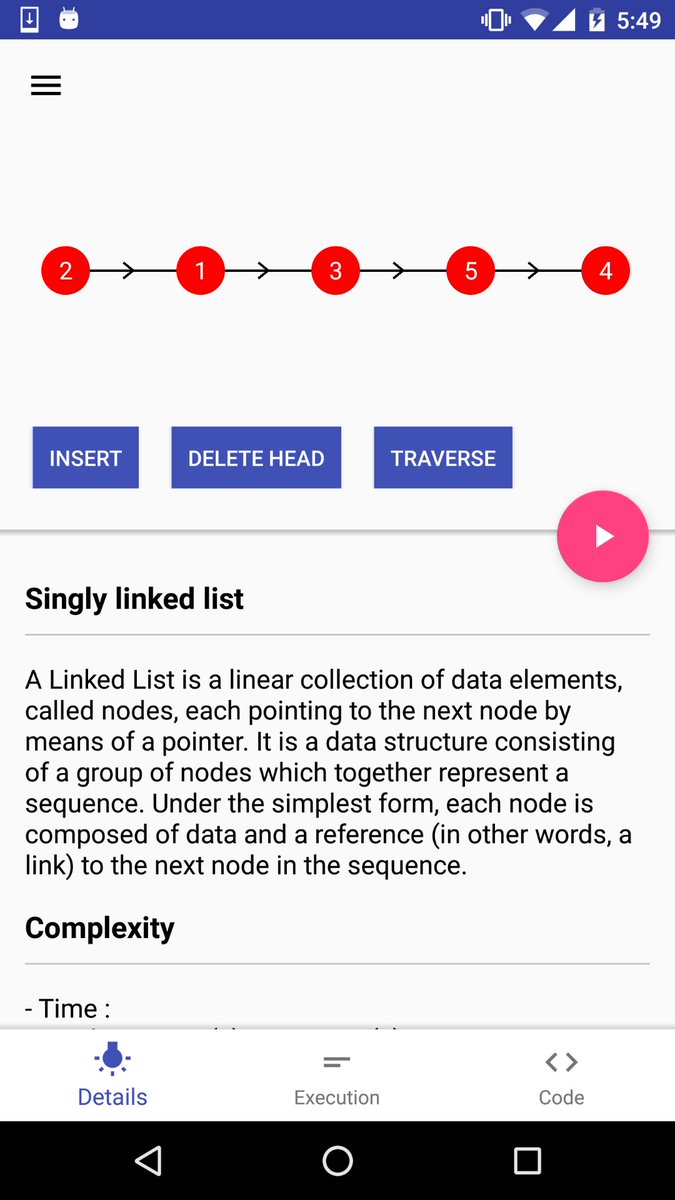 muath2's tweet photo. اذا حاب تفهم أساسيات علوم الحاسب سواء تراكيب البيانات data structure أو خوارزميات algorithm فهذا التطبيق للأندرويد https://t.co/ldEi8ZZzjb رائع في عرض كيفية عملها. اضافة إلى أنه السورس كود الخاص بالتطبيق موجود في github https://t.co/OZLvXCi4SM وفيه تنفيذ كل الخوارزميات بالجافا 👍 https://t.co/7R4kBDQNyZ