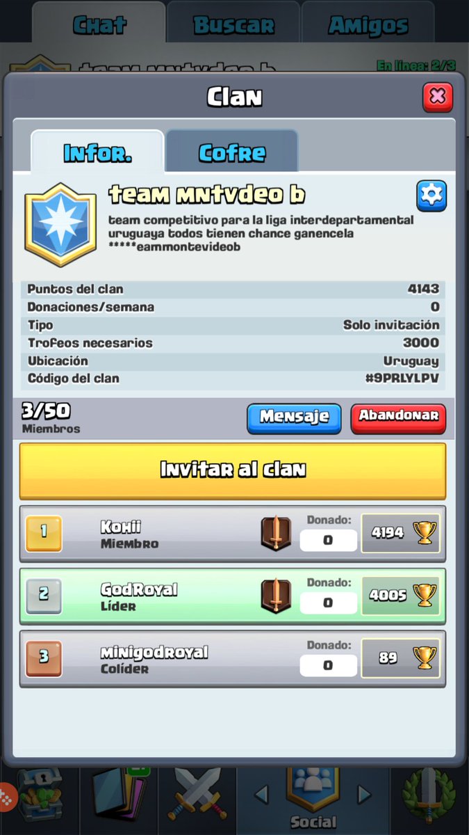 Ya esta creado el clan chicos cualquier consulta md se agradece rt <a href="/LigaInterUru/">Liga Interdepartamental Uruguaya</a>