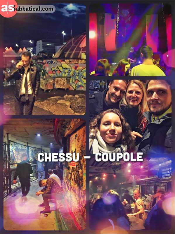 aSabbatical_com's tweet photo. dancing my calories away after a series of heavy #Christmas meals at the #Chessu club in #Biel: dancing my calories away after a series of heavy Christmas meals Personal highlights * Chessu - Coupole: music club in a former gas silo * Bass'n'Smile:… https://t.co/1tOpCS1VzP https://t.co/F4krLdybKF