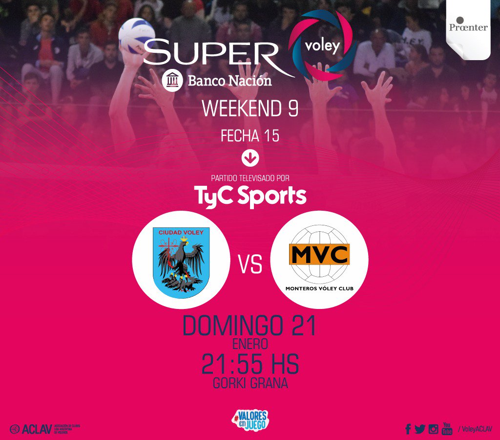 #SuperVoleyBNA 🏐 || FECHA 15 || ¡Se cierra el weekend 9 en Morón! <a href="/CiudadVoley/">Ciudad Voley</a> recibe a <a href="/MonterosVoley/">Monteros Vóley Club</a> desde las 21:55 || ¡Miralo en <a href="/TyCSports/">TyC Sports</a>!